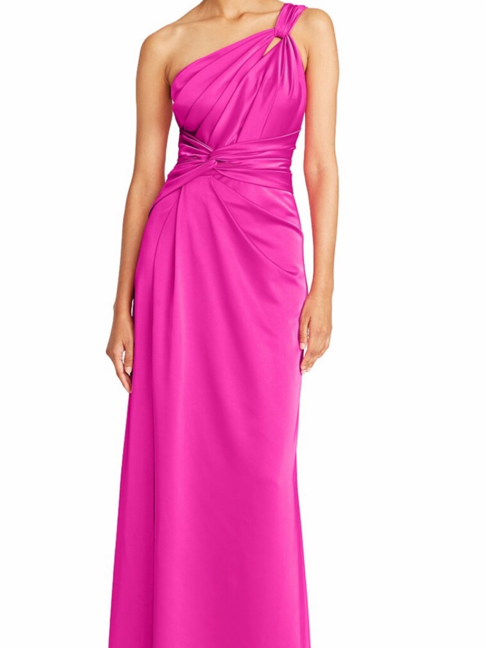 Theia Gloria One-Shoulder Fuchsia Evening Gown